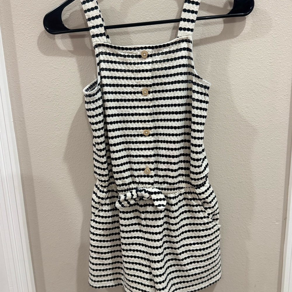 Cat & Jack Black and White Striped Sleeveless One-Piece Romper